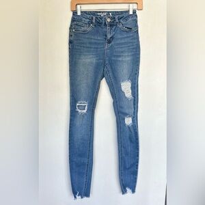 Refuge Medium Blue Ripped Skinny Jeans